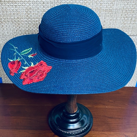 🌟3xHP🌟Glam Old Hollywood Rose Sequin Navy Hat - Picture 5 of 14